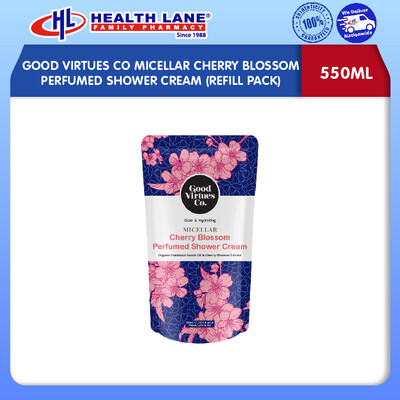 GOOD VIRTUES CO MICELLAR CHERRY BLOSSOM PERFUMED SHOWER KRIM (REFILL PACK) (550ML)